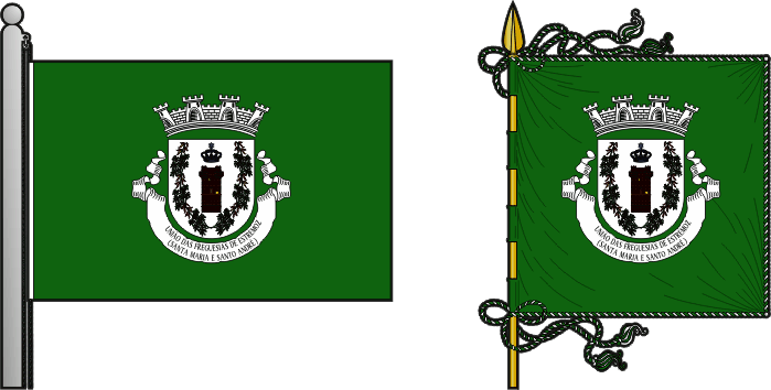 Bandeira e estandarte da União das freguesias de Estremoz (Santa Maria e Santo André) - Estremoz (Santa Maria and Santo André) civil parishes union flag and banner