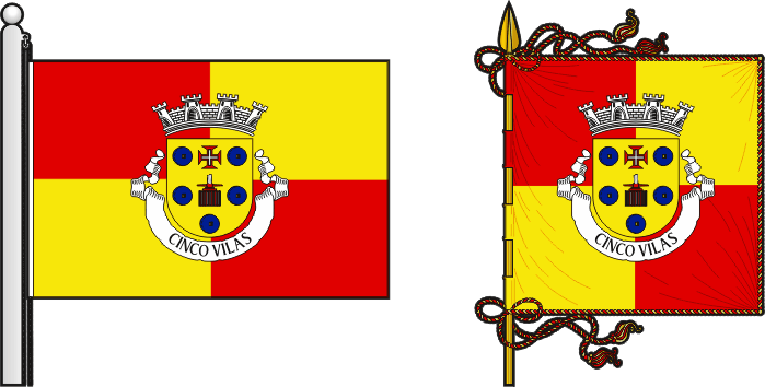 Bandeira e estandarte da antiga freguesia de Cinco Vilas - Cinco Vilas former civil parish, flag and banner