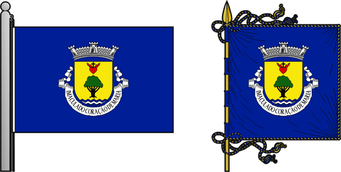 Bandeira e estandarte da freguesia do Imaculado Coração de Maria - Imaculado Coração de Maria civil parish, flag and banner