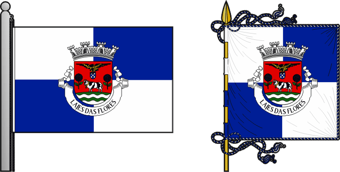 Bandeira e estandarte do Município das Lajes das Flores - Lajes das Flores municipal flag and banner