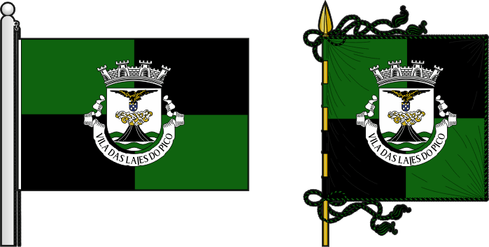 Bandeira e estandarte do Município das Lajes do Pico - Lajes do Pico municipal flag and banner