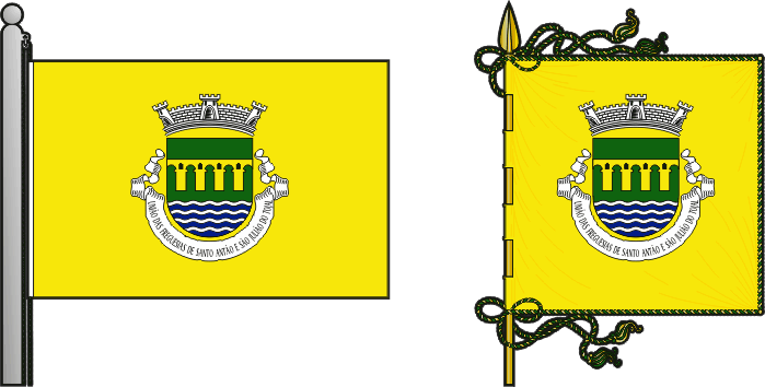 Bandeira e estandarte da União das freguesias de Santo Antão e São Julião do Tojal - Santo Antão and São Julião do Tojal civil parishes union flag and banner