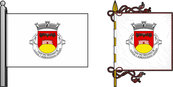 Bandeira e estandarte da União das freguesias de Lustosa e Barrosas (Santo Estêvão) - Lustosa and Barrosas (Santo Estêvão) civil parishes union flag and banner