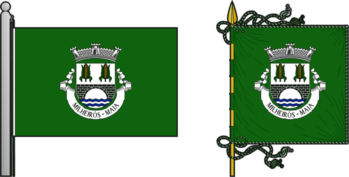Bandeira e estandarte da freguesia de Milheirós - Milheirós civil parish, flag and banner
