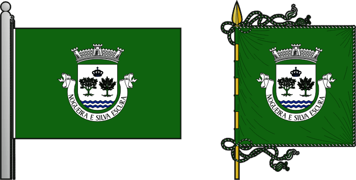 Bandeira e estandarte da Freguesia de Nogueira e Silva Escura - Nogueira and Silva Escura civil parish, flag and banner
