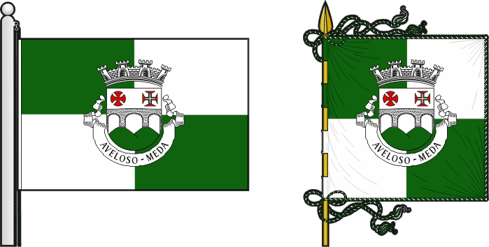 Bandeira e estandarte da freguesia de Aveloso - Aveloso civil parish, flag and banner