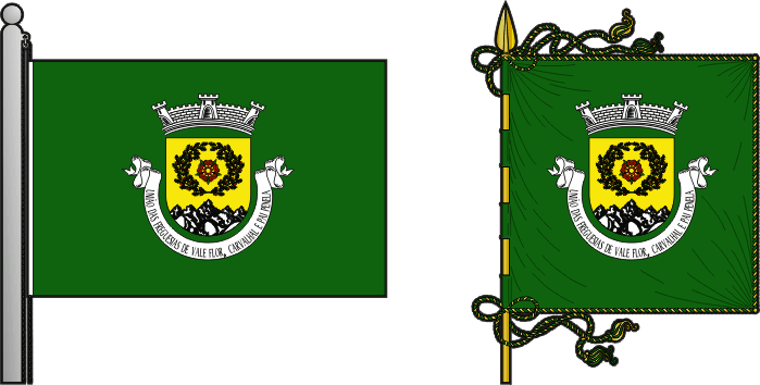 Bandeira e estandarte da União das freguesias de Vale Flor, Carvalhal e Pai Penela - Vale Flor, Carvalhal and Pai Penela civil parishes union flag and banner