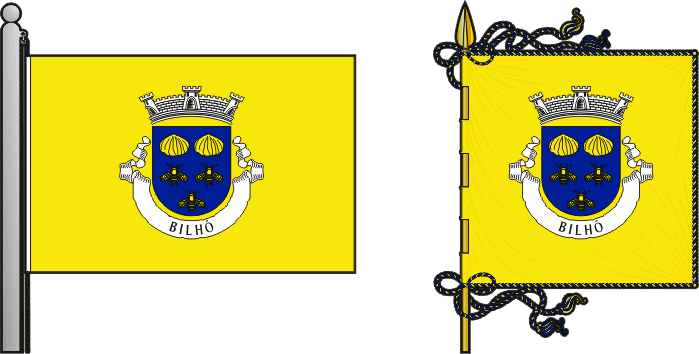 Bandeira e estandarte da freguesia de Bilhó - Bilhó civil parish, flag and banner Bandeira e estandarte da freguesia de Bilhó - Bilhó civil parish, flag and banner