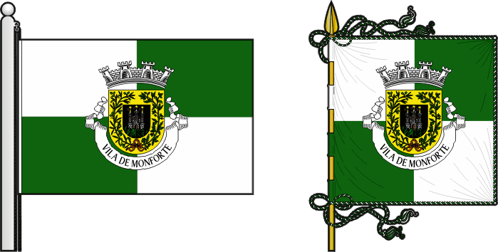 Bandeira e estandarte do município de Monforte - Monforte Municipality flag and banner Bandeira e estandarte do município de Monforte - Monforte Municipality flag and banner