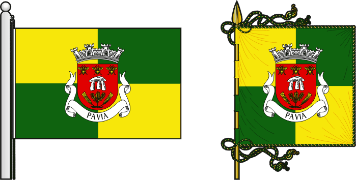 Bandeira e estandarte da freguesia de Pavia - Pavia civil parish, flag and banner Bandeira e estandarte da freguesia de Pavia - Pavia civil parish, flag and banner