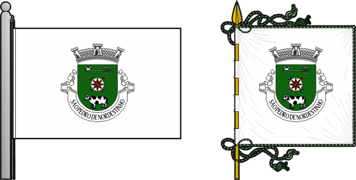 Bandeira e estandarte da freguesia de São Pedro de Nordestinho - São Pedro de Nordestinho civil parish, flag and banner