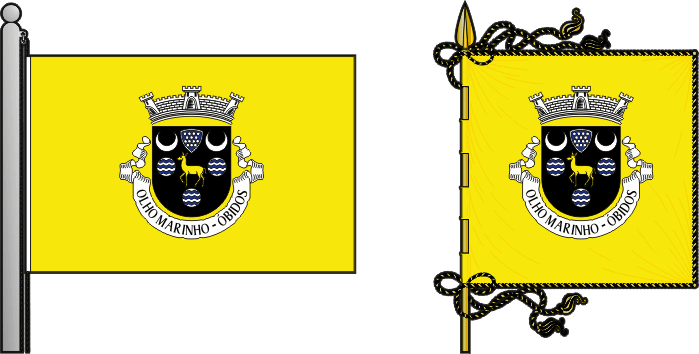 Bandeira e estandarte da freguesia de Olho Marinho - Olho Marinho civil parish, flag and banner