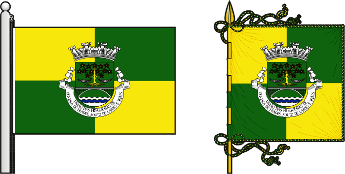 Bandeira e estandarte da União das freguesias de Oliveira de Frades, Souto de Lafões e Sejães - Oliveira de Frades, Souto de Lafões and Sejães civil parishes union flag and banner Bandeira e estandarte da União das freguesias de Oliveira de Frades, Souto de Lafões e Sejães - Oliveira de Frades, Souto de Lafões and Sejães civil parishes union flag and banner