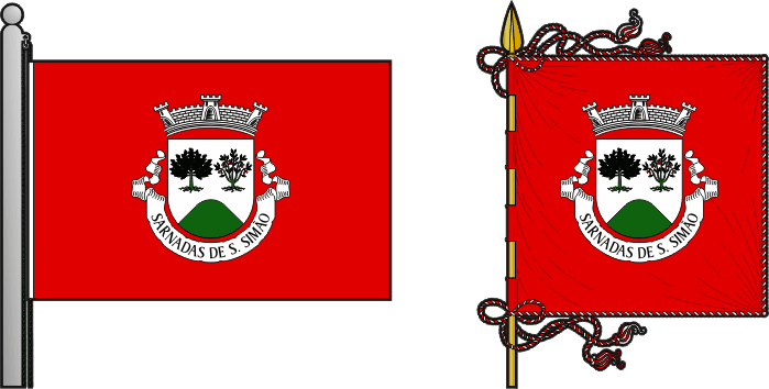 Bandeira e estandarte da freguesia de Sarnadas de São Simão - Sarnadas de São Simão civil parish, flag and banner