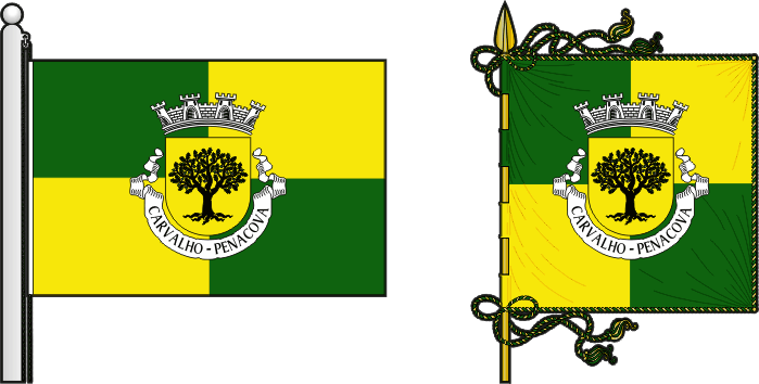 Bandeira e estandarte da freguesia de Carvalho - Carvalho civil parish, flag and banner