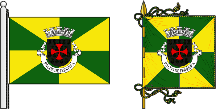Bandeira e estandarte do Município de Paços de Ferreira - Paços de Ferreira municipal flag and banner