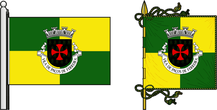 Bandeira e estandarte do Município de Paços de Ferreira - Paços de Ferreira municipal flag and banner