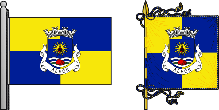 Bandeira e estandarte da freguesia do Alvor - Alvor civil parish, flag and banner Bandeira e estandarte da freguesia do Alvor - Alvor civil parish, flag and banner