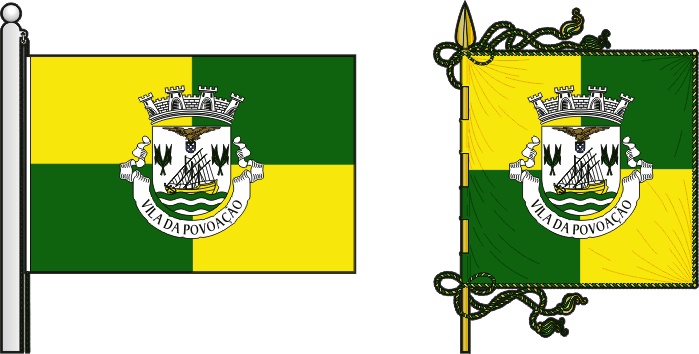 Bandeira e estandarte do Município de Povoação - Povoação municipal flag and banner Bandeira e estandarte do Município de Povoação - Povoação municipal flag and banner