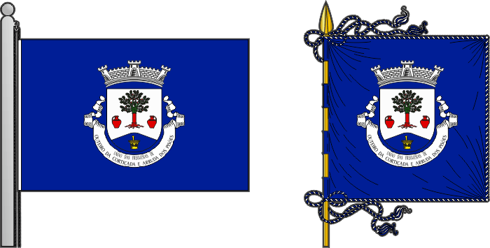 Bandeira e estandarte da União das freguesias de Outeiro da Cortiçada e Arruda dos Pisões - Outeiro da Cortiçada and Arruda dos Pisões civil parishes union, flag and banner Bandeira e estandarte da União das freguesias de Outeiro da Cortiçada e Arruda dos Pisões - Outeiro da Cortiçada and Arruda dos Pisões civil parishes union, flag and banner