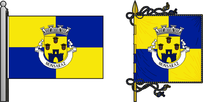 Bandeira e estandarte da freguesia de Monsaraz - Monsaraz civil parish, flag and banner