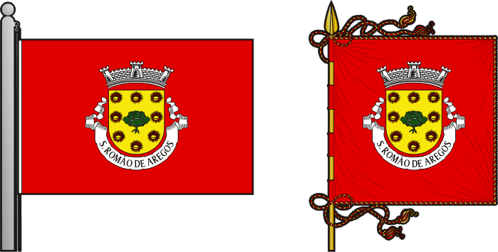 Bandeira e estandarte da antiga freguesia de São Romão de Aregos - São Romão de Aregos former civil parish, flag and banner Bandeira e estandarte da antiga freguesia de São Romão de Aregos - São Romão de Aregos former civil parish, flag and banner