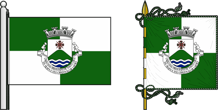 Bandeira e estandarte da União das freguesias de Santa Cruz da Trapa e São Cristóvão de Lafões - Santa Cruz da Trapa and São Cristóvão de Lafões civil parishes union flag and banner Bandeira e estandarte da União das freguesias de Santa Cruz da Trapa e São Cristóvão de Lafões - Santa Cruz da Trapa and São Cristóvão de Lafões civil parishes union flag and banner