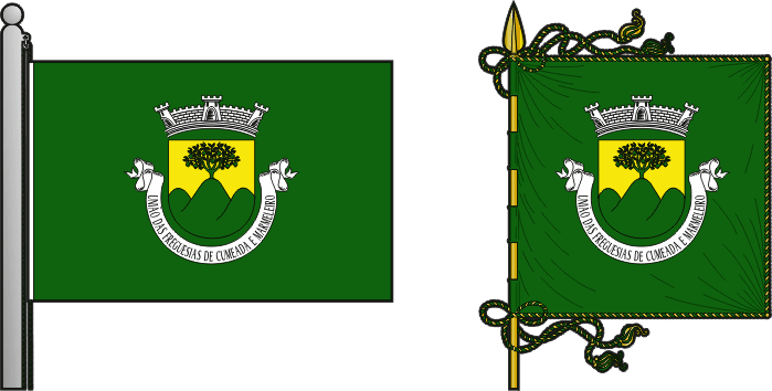 Bandeira e estandarte da União das freguesias de Cumeada e Marmeleiro - Cumeada and Marmeleiro civil parishes union flag and banner