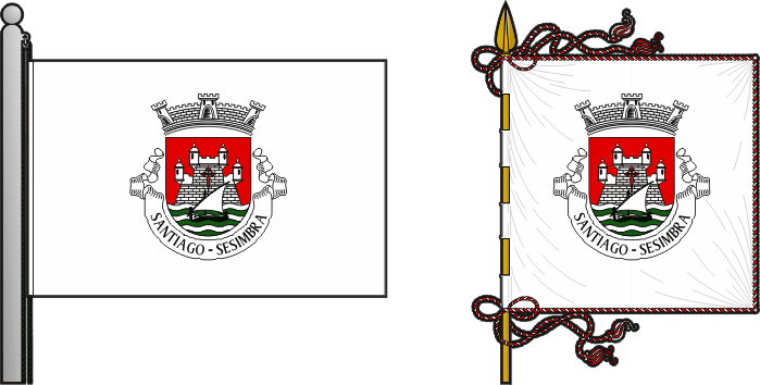 Bandeira e estandarte da freguesia de Sesimbra (Santiago) - Sesimbra (Santiago) civil parish, flag and banner