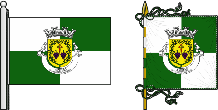 Bandeira e estandarte da União das freguesias de Azeitão (São Lourenço e São Simão) - Azeitão (São Lourenço and São Simão) civil parishes union flag and banner