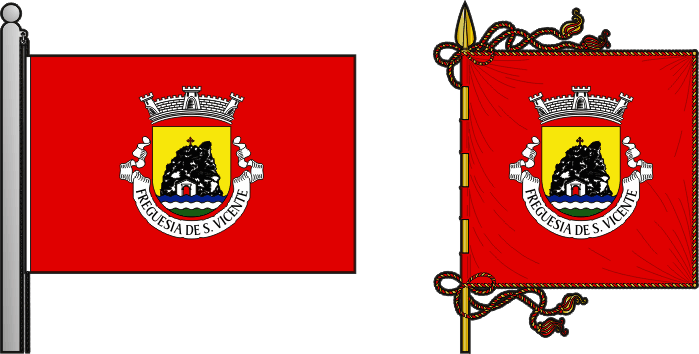 Bandeira e estandarte da freguesia de São Vicente - São Vicente civil parish, flag and banner