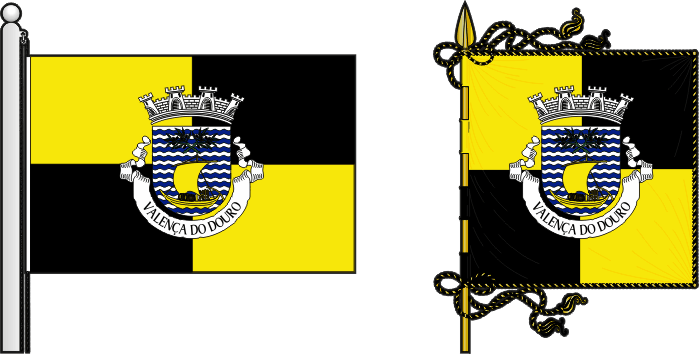 Bandeira e estandarte da freguesia de Valença do Douro - Valença do Douro civil parish, flag and banner