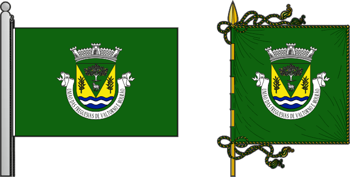 Bandeira e estandarte da Freguesia de Valtorno e Mourão - Valtorno and Mourão civil parish, flag and banner