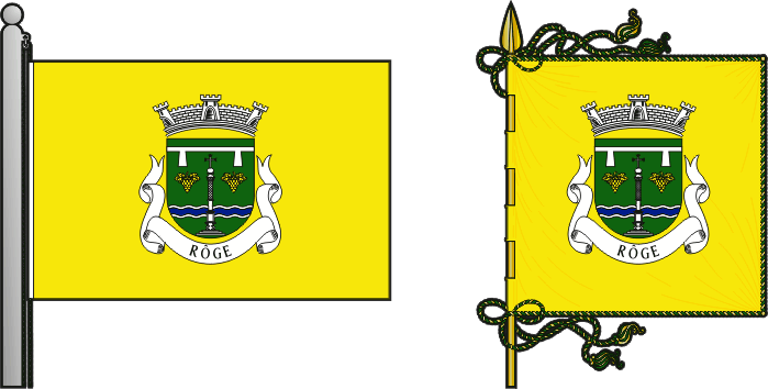 Bandeira e estandarte da freguesia de Rôge - Rôge civil parish, flag and banner