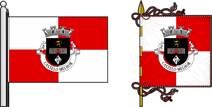 Bandeira e estandarte da freguesia de Castelo Melhor - Castelo Melhor civil parish, flag and banner