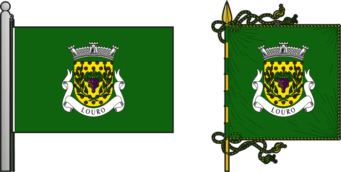 Bandeira e estandarte da freguesia de Louro - Louro civil parish, flag and banner