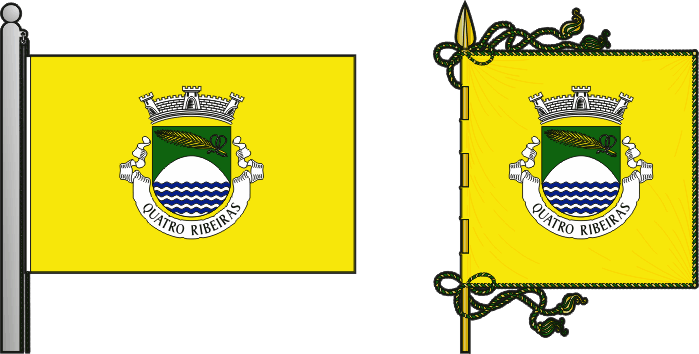 Bandeira e estandarte da freguesia de Quatro Ribeiras - Quatro Ribeiras civil parish, flag and banner