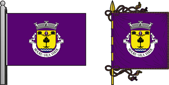 Bandeira e estandarte da freguesia de Moure - Moure civil parish, flag and banner