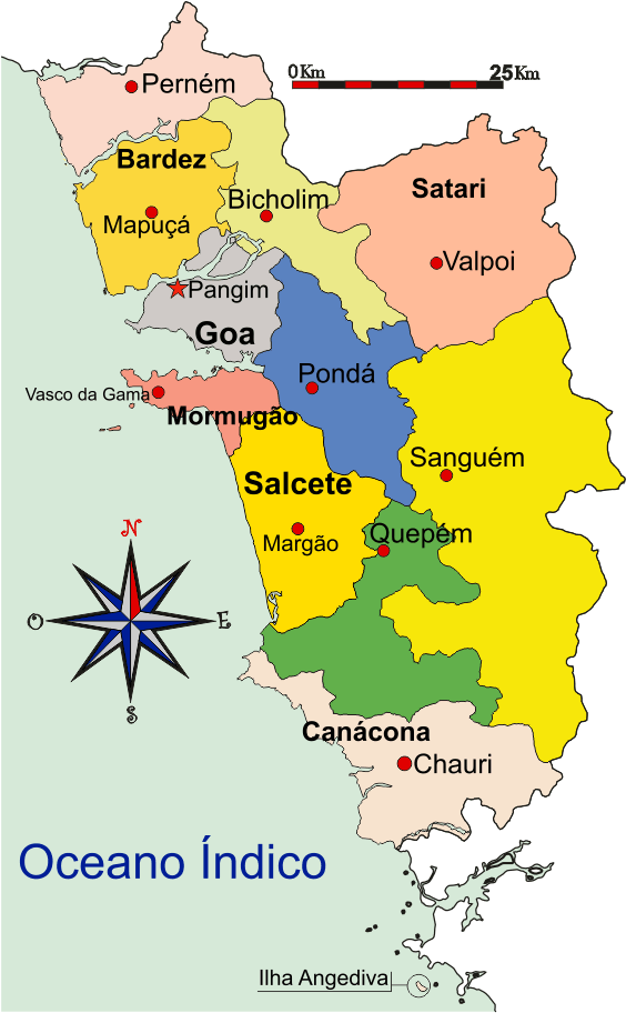 Mapa administrativo do distrito de Goa - Goa district administrative map Mapa administrativo do distrito de Goa - Goa district administrative map