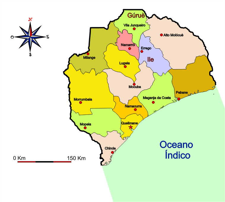 Mapa adminstrativo do distrito da Zambézia - Zambézia district administrative map Mapa adminstrativo do distrito da Zambézia - Zambézia district administrative map