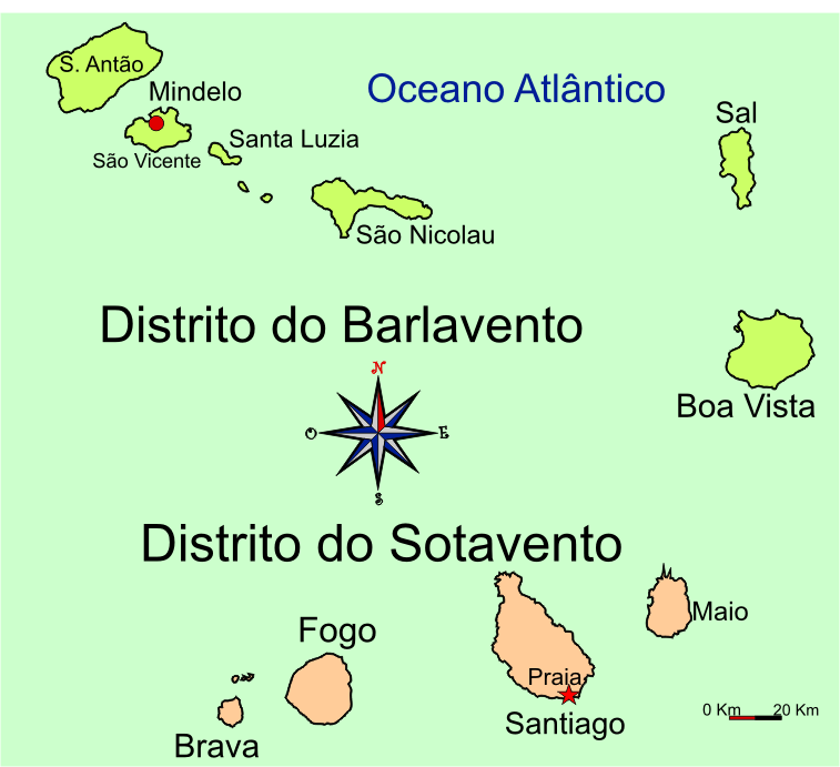 Mapa Administrativo da província ultramarina de Cabo Verde - Cape Verde overseas province administrative map Mapa Administrativo da província ultramarina de Cabo Verde - Cape Verde overseas province administrative map