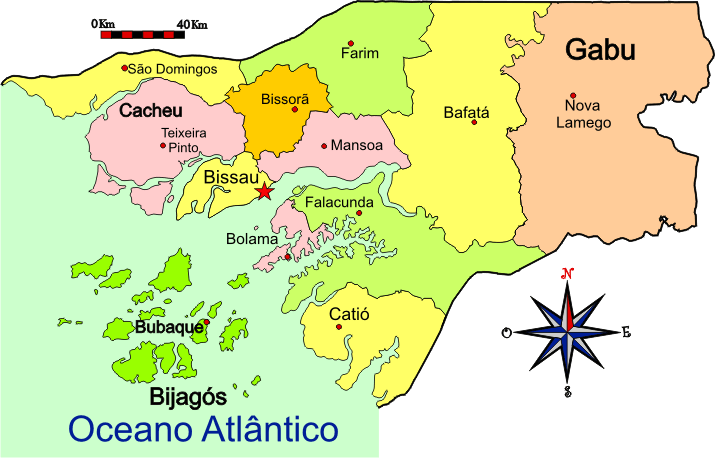 Mapa Administrativo da província ultramarina da Guiné - Portuguese Guinea overseas province administrative map