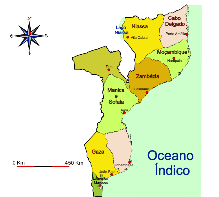 Mapa Administrativo da província ultramarina de Moçambique - Mozambique overseas province administrative map in 1971